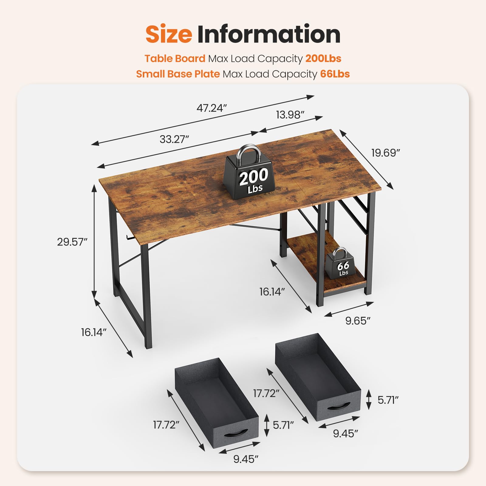 Sweetcrispy 47-Inch desk with X-frame reinforces stability for smooth typing.