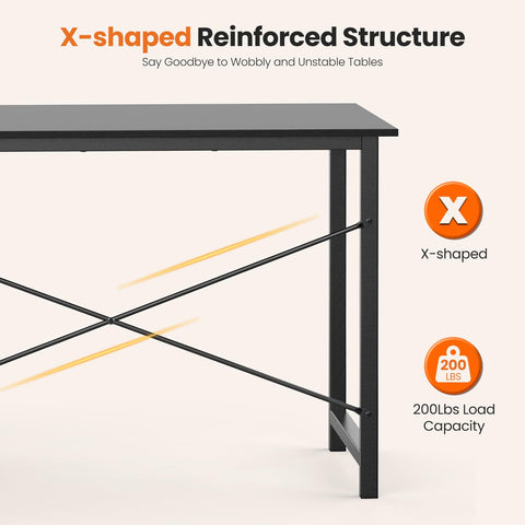 Sweetcrispy desk X-frame reinforcement provides steadier typing surface.