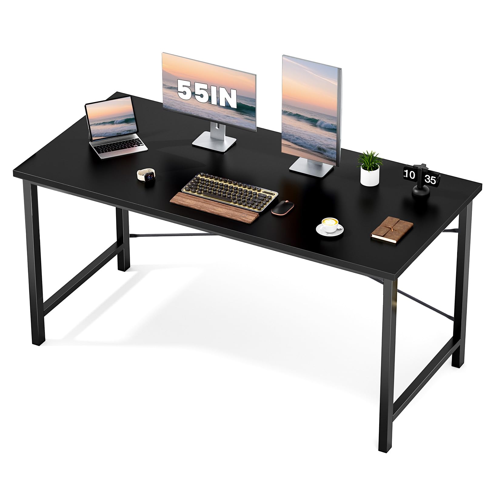 Sweetcrispy 55-inch computer desk top view, ideal for study and daily work.