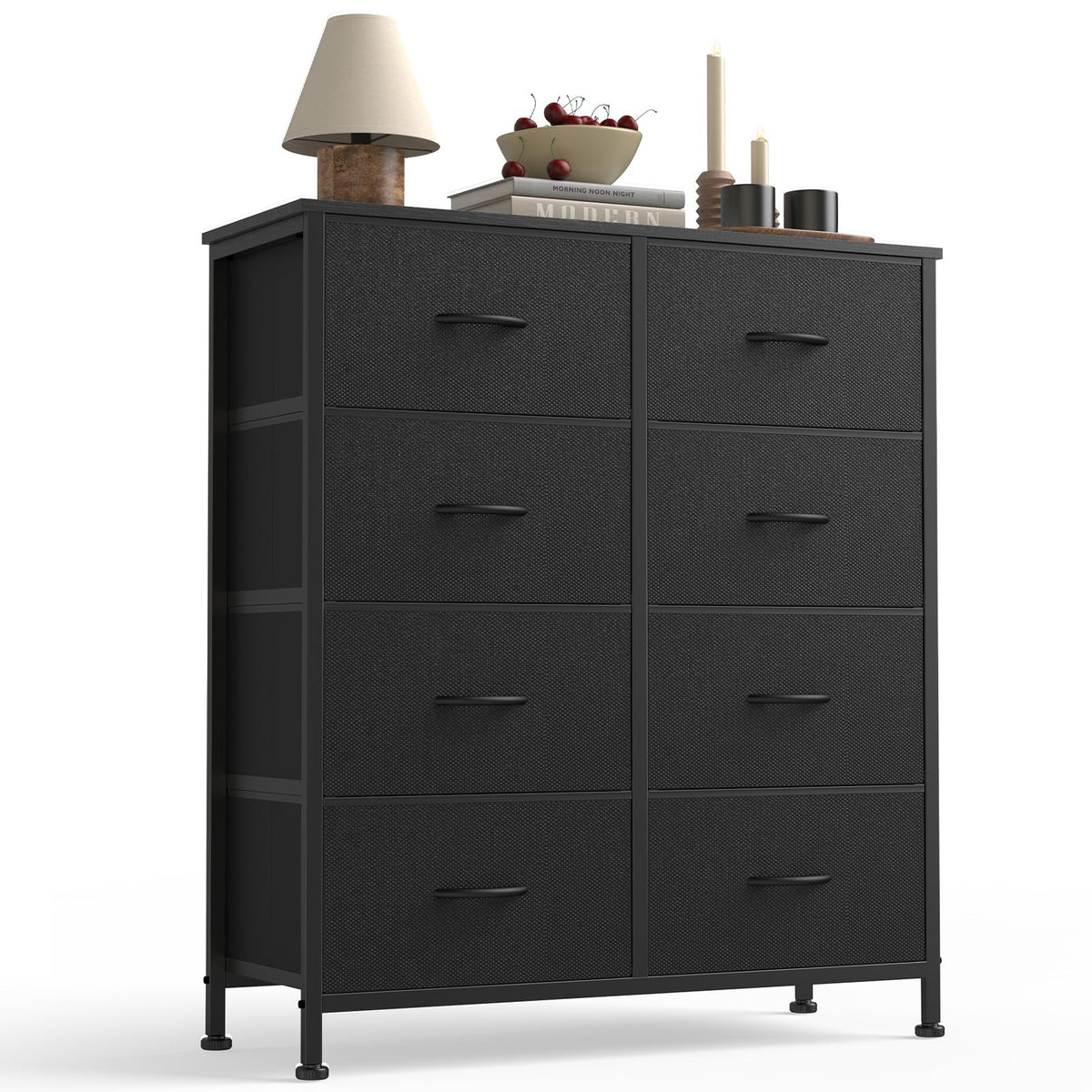Sweetcrispy 8-drawer dresser with wood top for sturdy display or TV setup