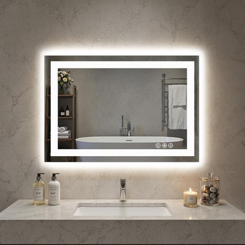 Sweetcrispy anti-fog mirror with front light for precise makeup illumination