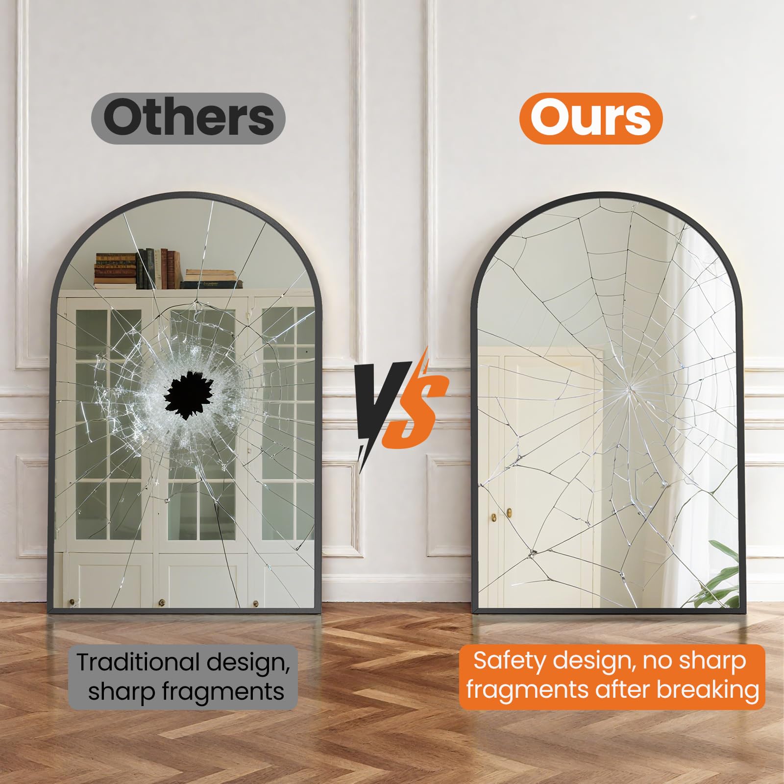 Sweetcrispy arched mirror enhances small spaces with reflective glow.