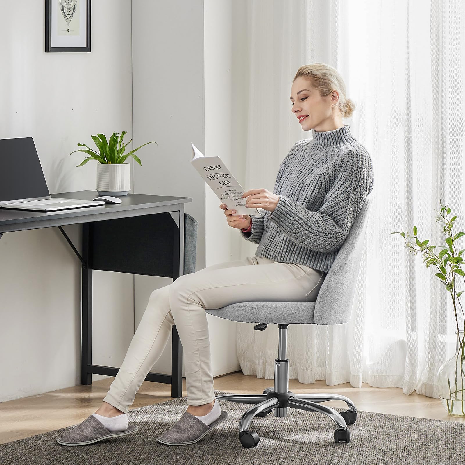 Sweetcrispy vanity chair room angle demonstrates space-saving design for small bedrooms.
