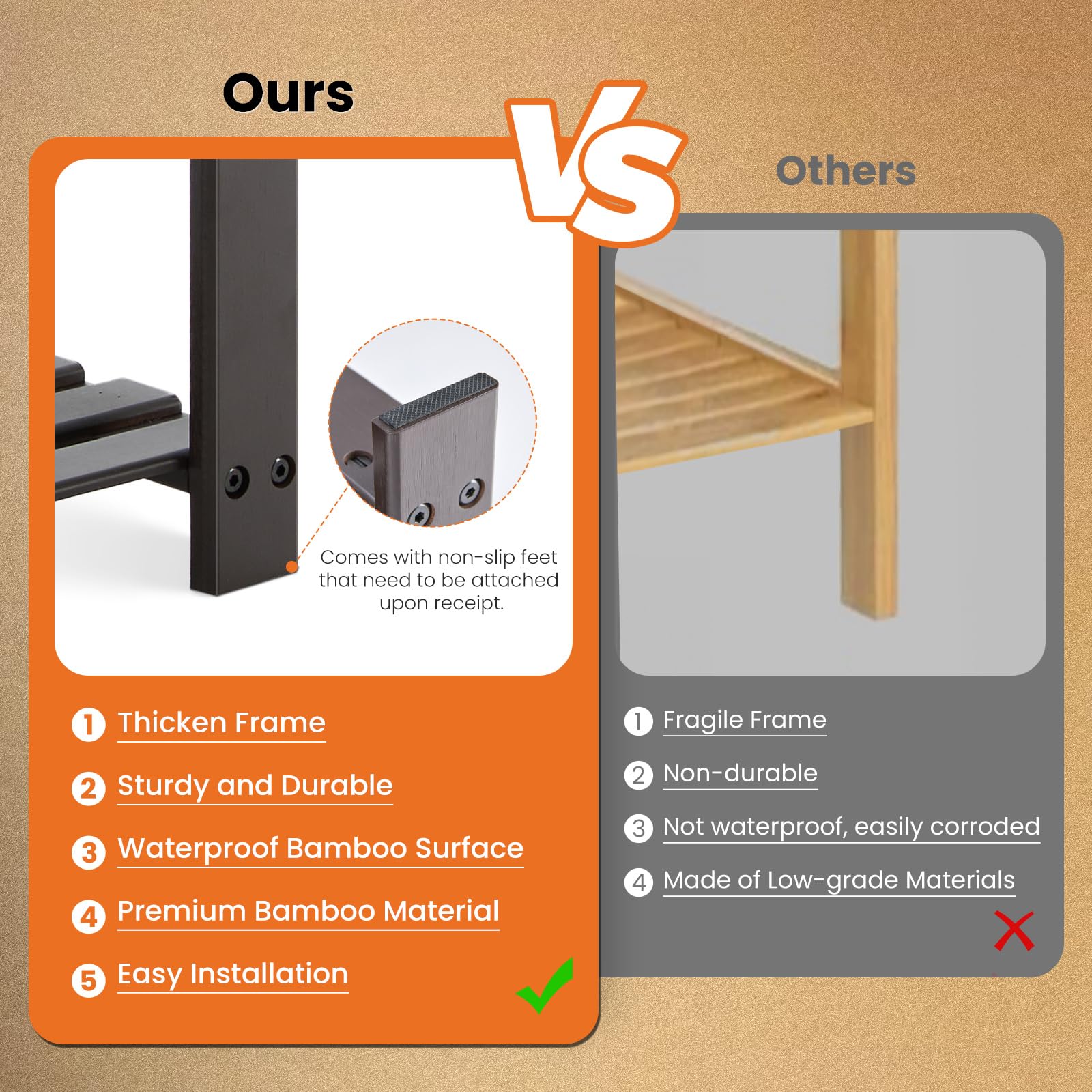 Sweetcrispy bamboo shoe rack bench waterproof finish easy wipe maintenance