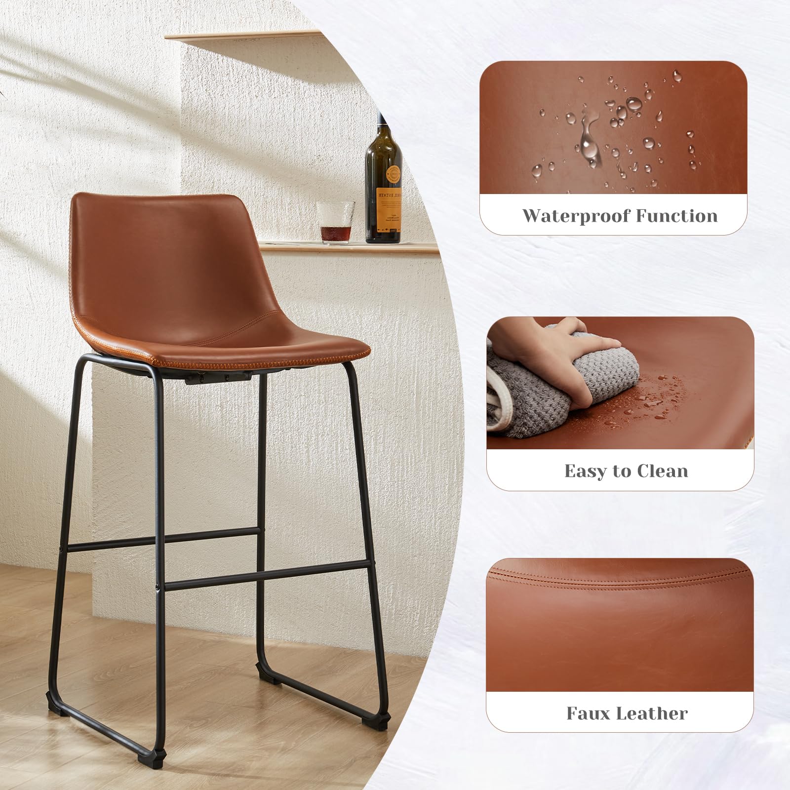 Sweetcrispy bar stool with sturdy metal legs and anti-slip feet.