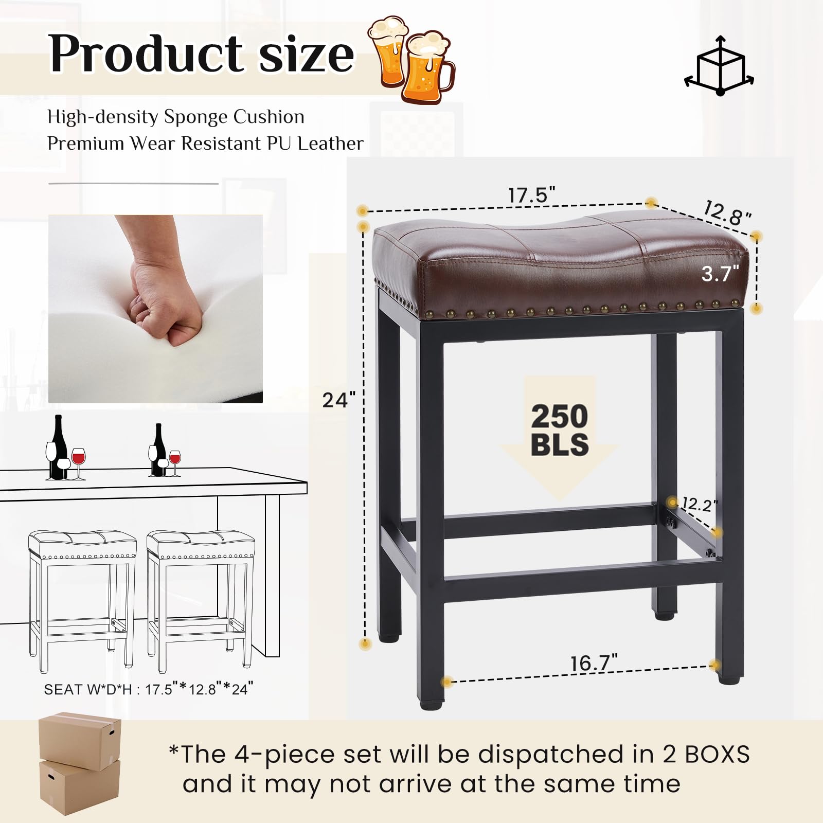 Sweetcrispy bar stools show a sturdy metal frame for stable seating.