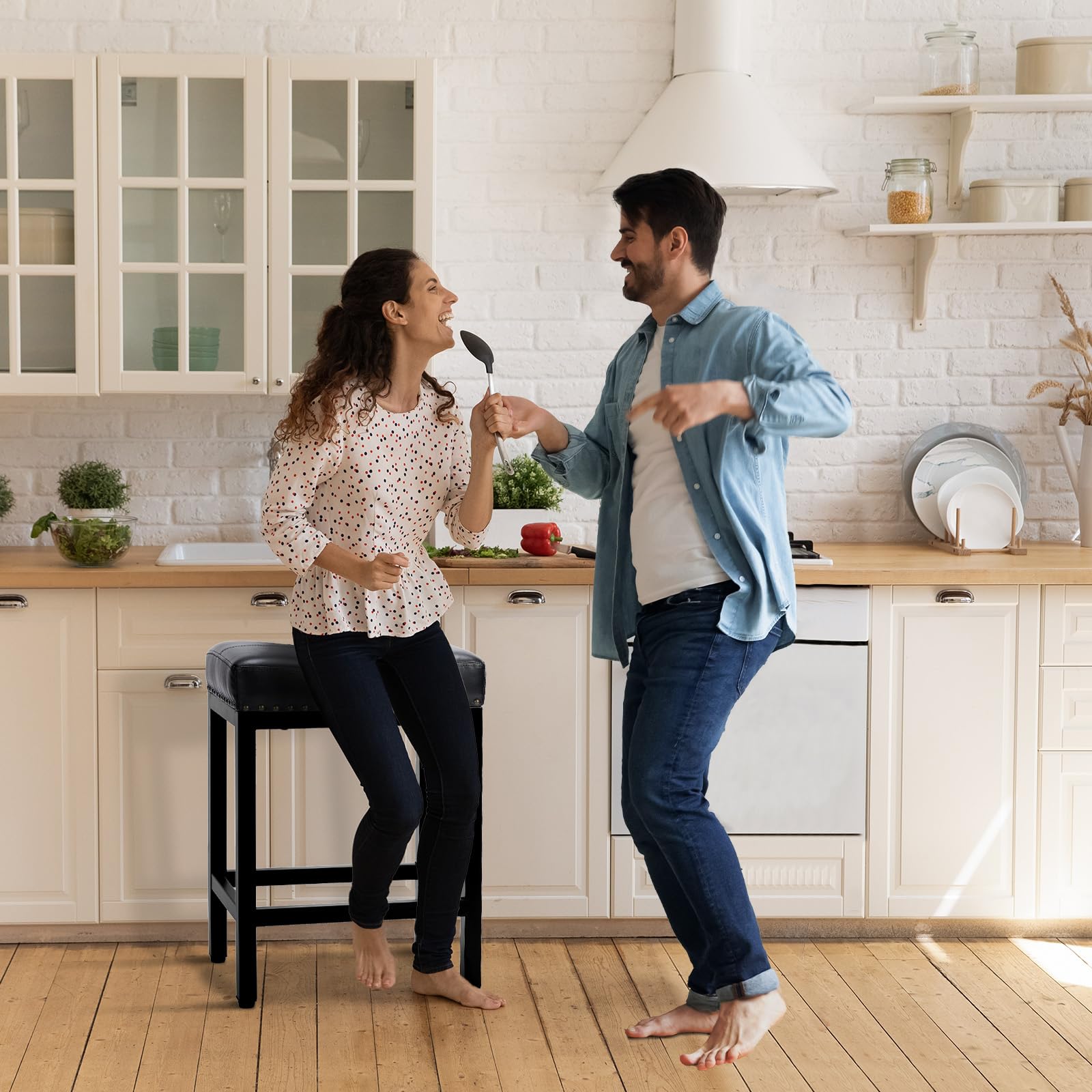 Sweetcrispy bar stools sturdy metal frame for dependable daily use