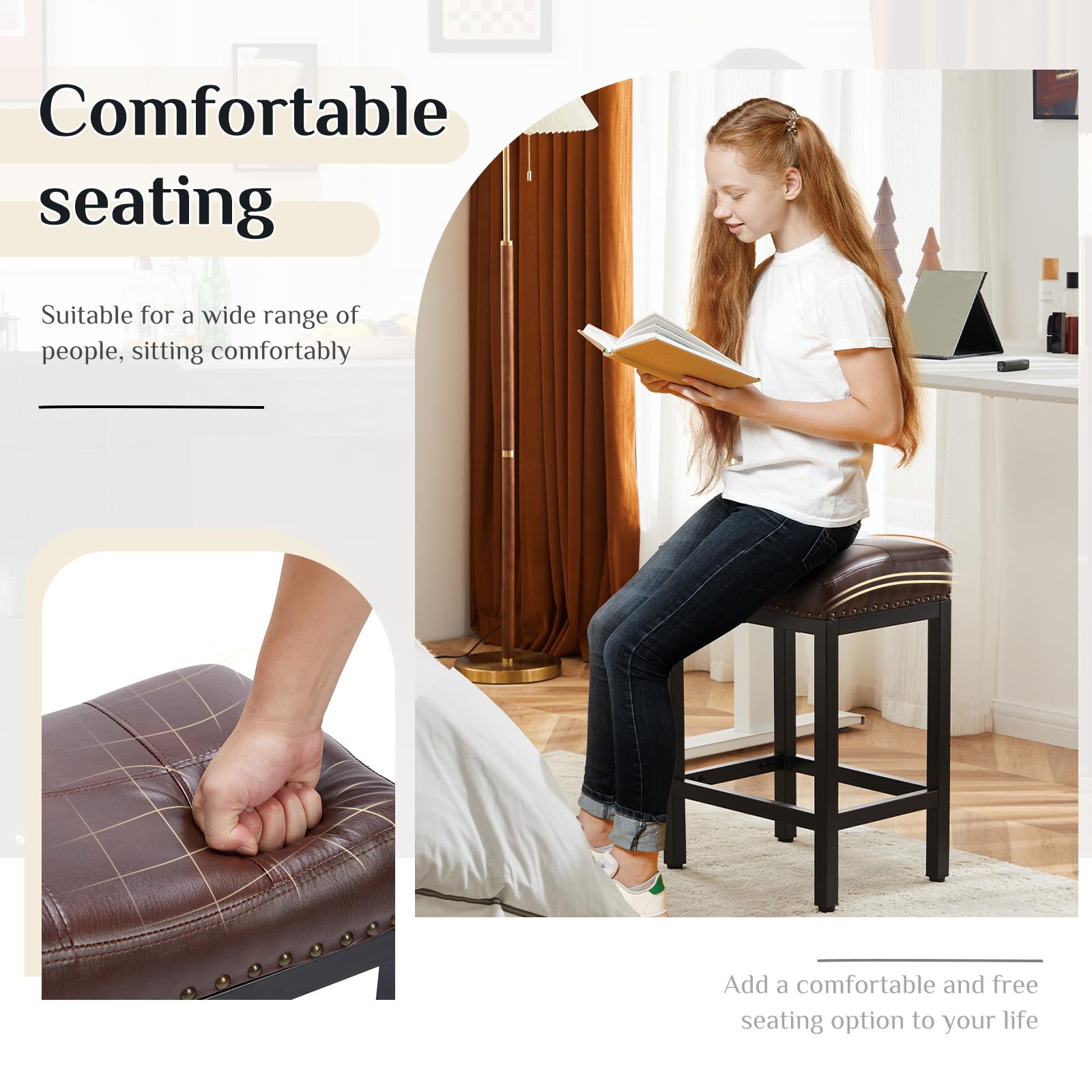 Sweetcrispy bar stools robust metal frame ensures stable seating