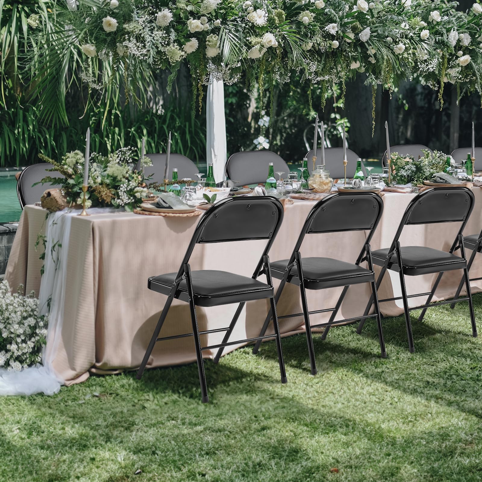 Sweetcrispy folding chair black frame and leather upholstery for versatile indoors.
