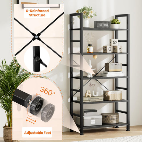 Sweetcrispy book shelf black finish close-up highlighting durable metal frame and scratch resistance