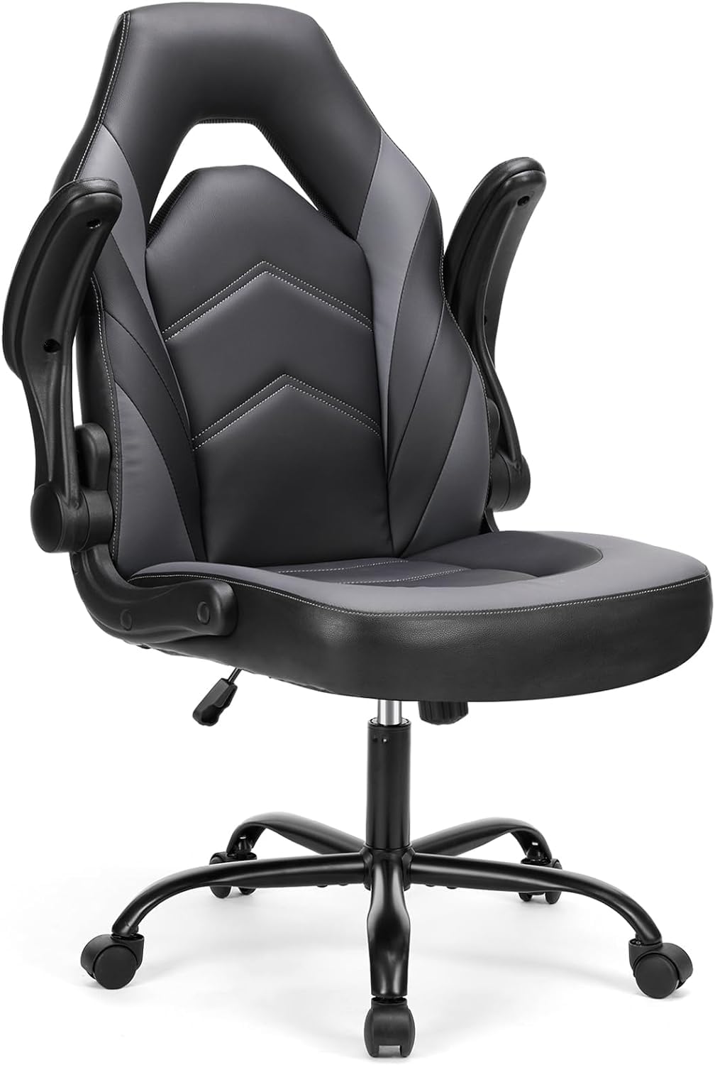 Sweetcrispy chair backrest close-up showing breathable PU leather for long sessions.