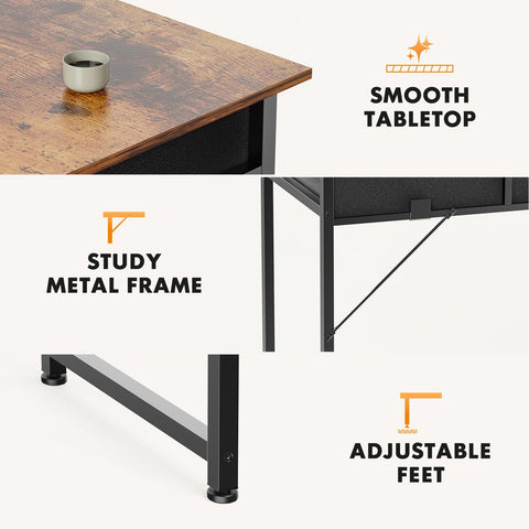 Sweetcrispy computer desk side view highlights sturdy legs and compact footprint