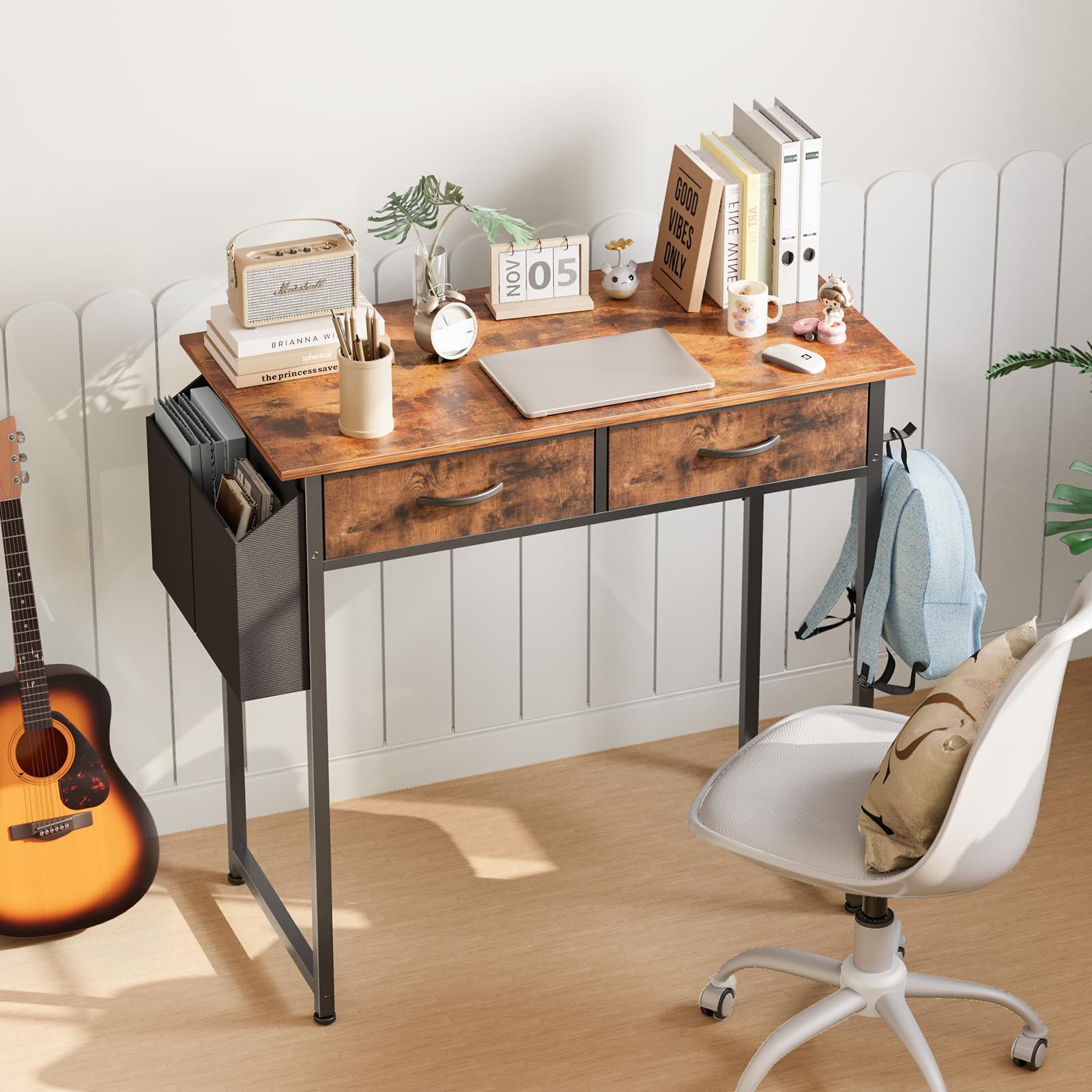 Sweetcrispy desk rustic brown finish complements modern interiors