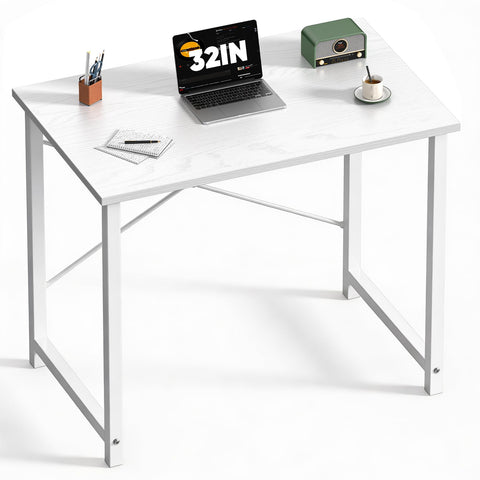 Sweetcrispy computer small desk white wood top for compact spaces and tidy work areas.