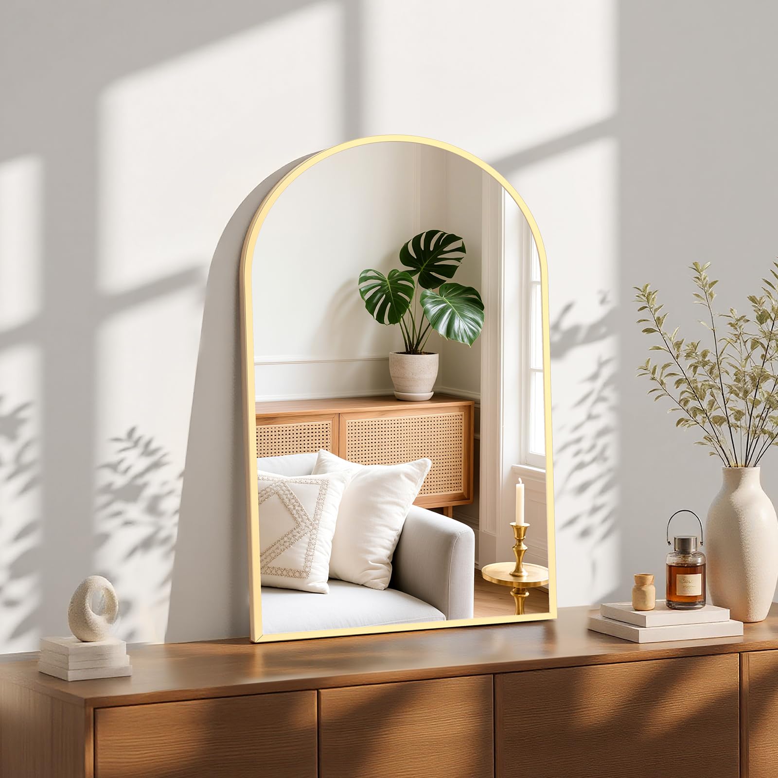 Sweetcrispy decorative entryway mirror adds instant style to foyers and living spaces.