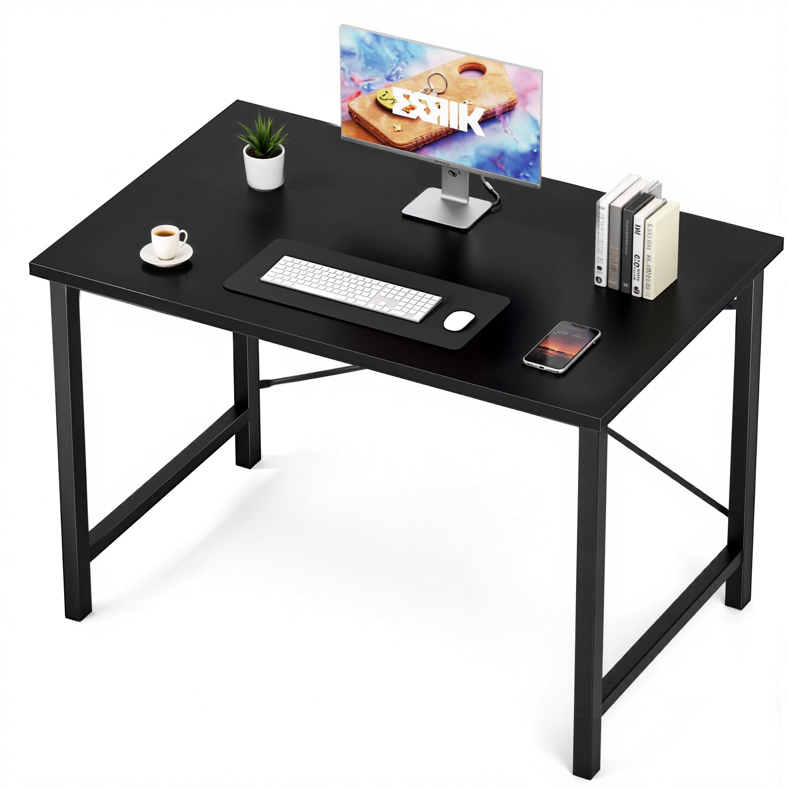 Sweetcrispy desk with metal frame and wood top for sturdy daily use.