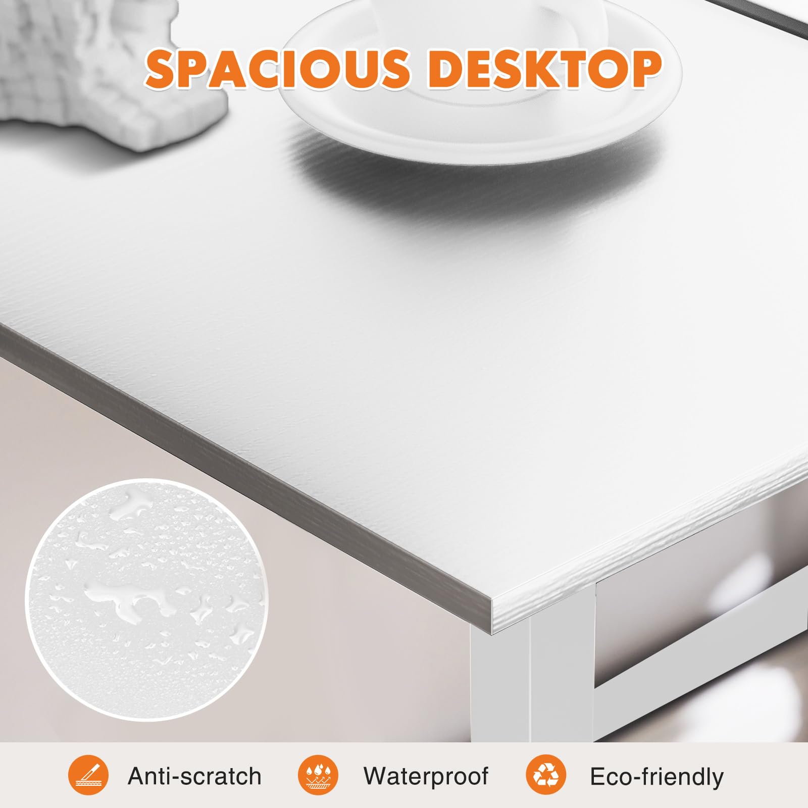 Sweetcrispy desk open-leg design maximizes leg room and ergonomic comfort.
