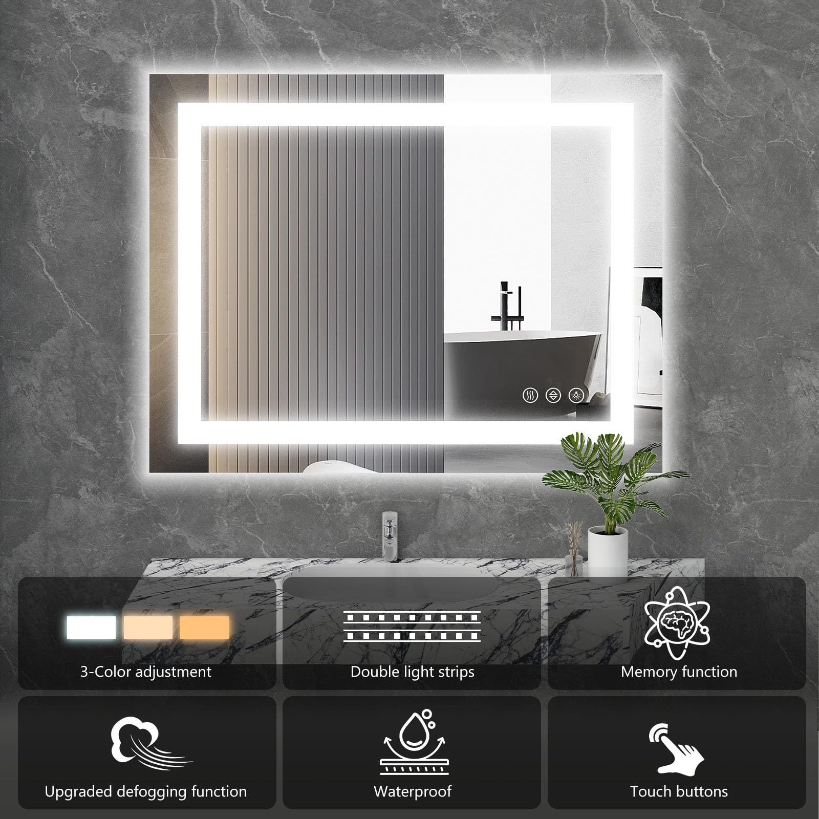 Sweetcrispy dimmable vanity mirror with memory function for quick setup