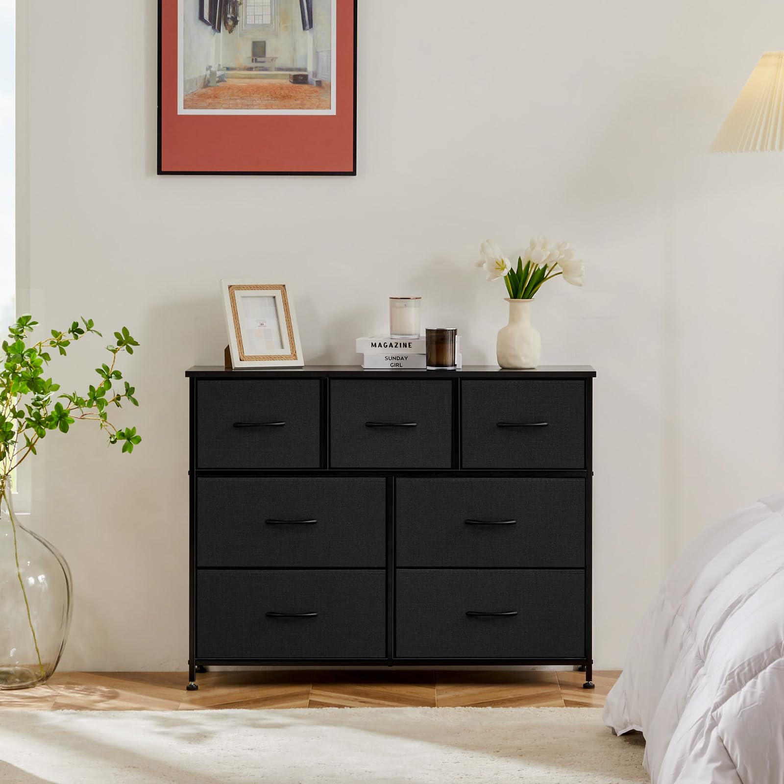 Sweetcrispy 7-drawer unit fits bedrooms, entryways, and living areas for organized storage.
