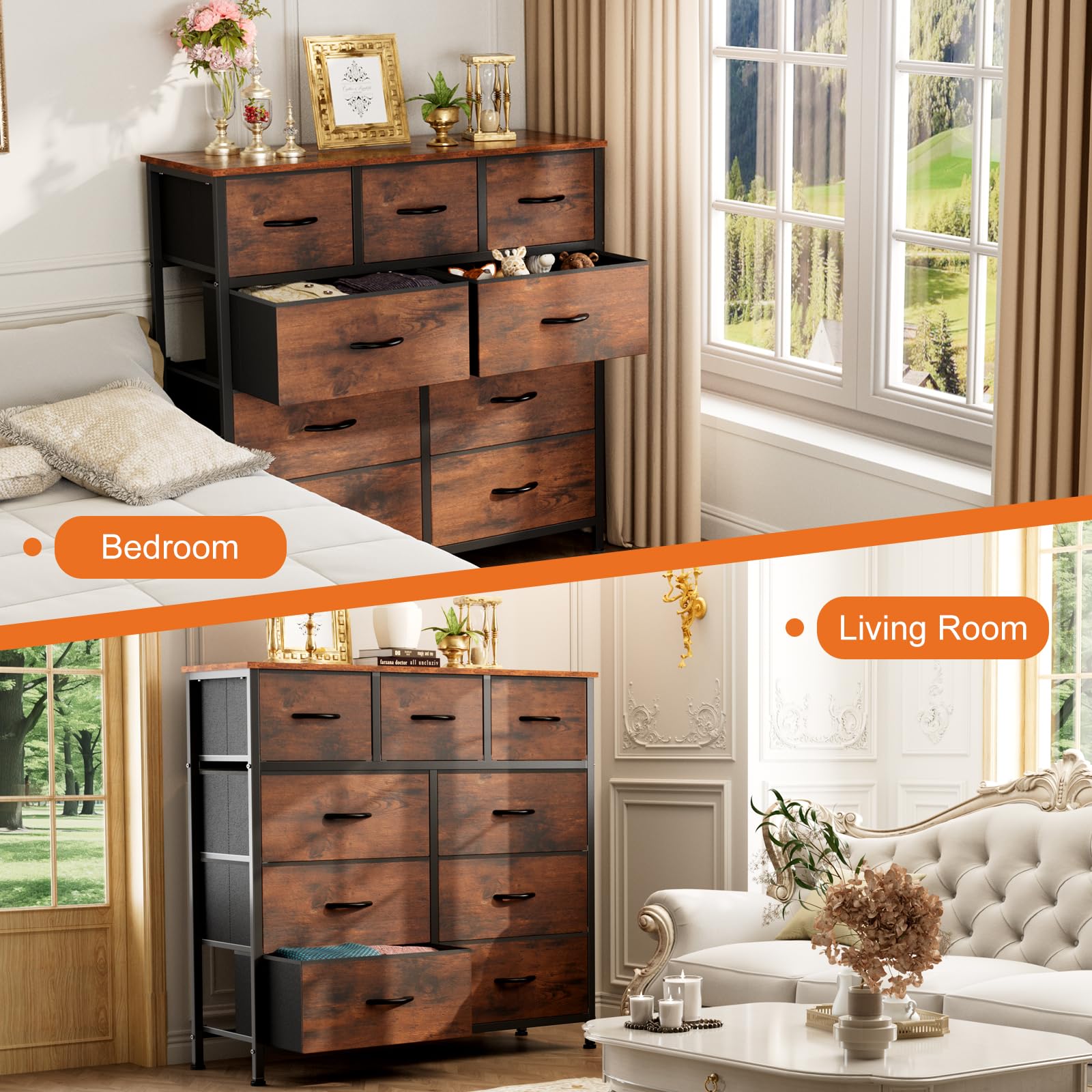 Sweetcrispy dresser used as TV stand in living room setup