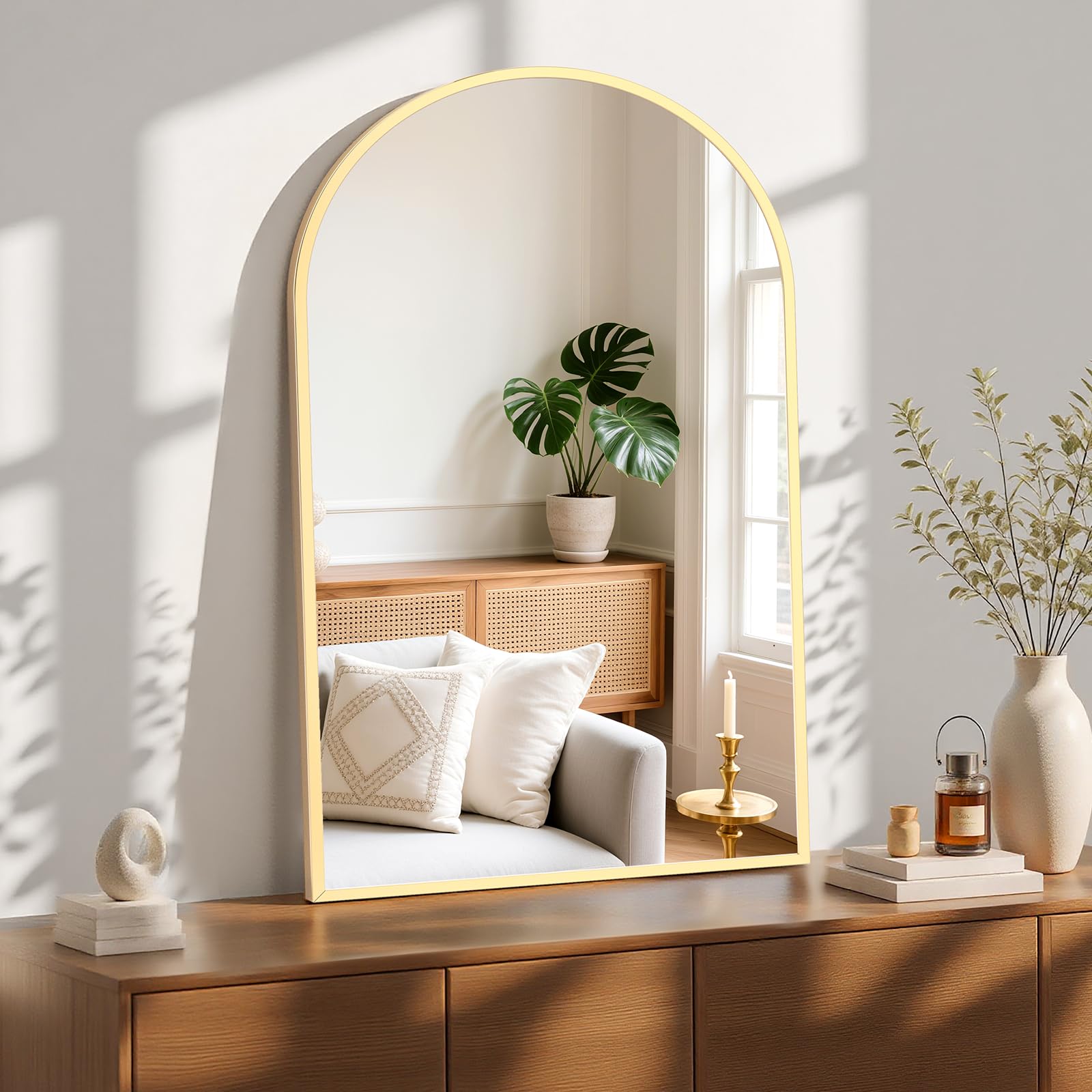Sweetcrispy dressing mirror for bedroom enhances grooming.
