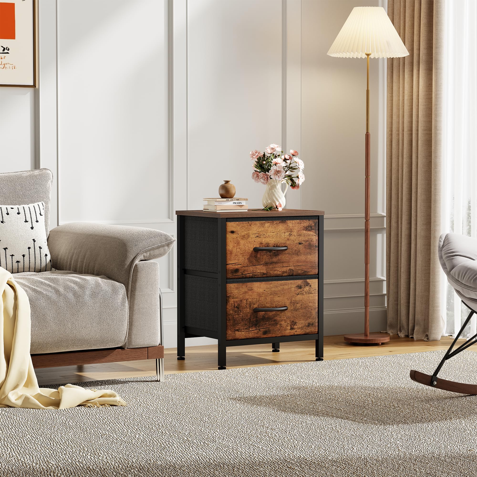 Sweetcrispy easy-assembly nightstand with included tools and instructions.