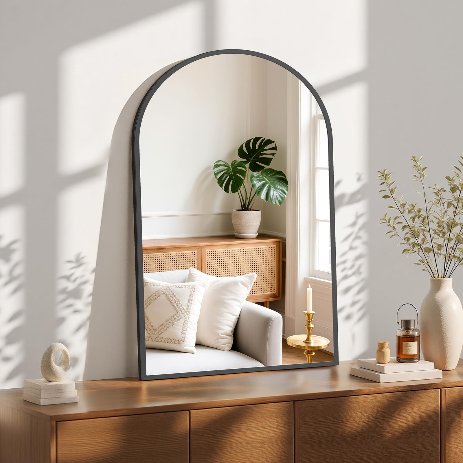 Sweetcrispy entryway mirror adds instant style and light.