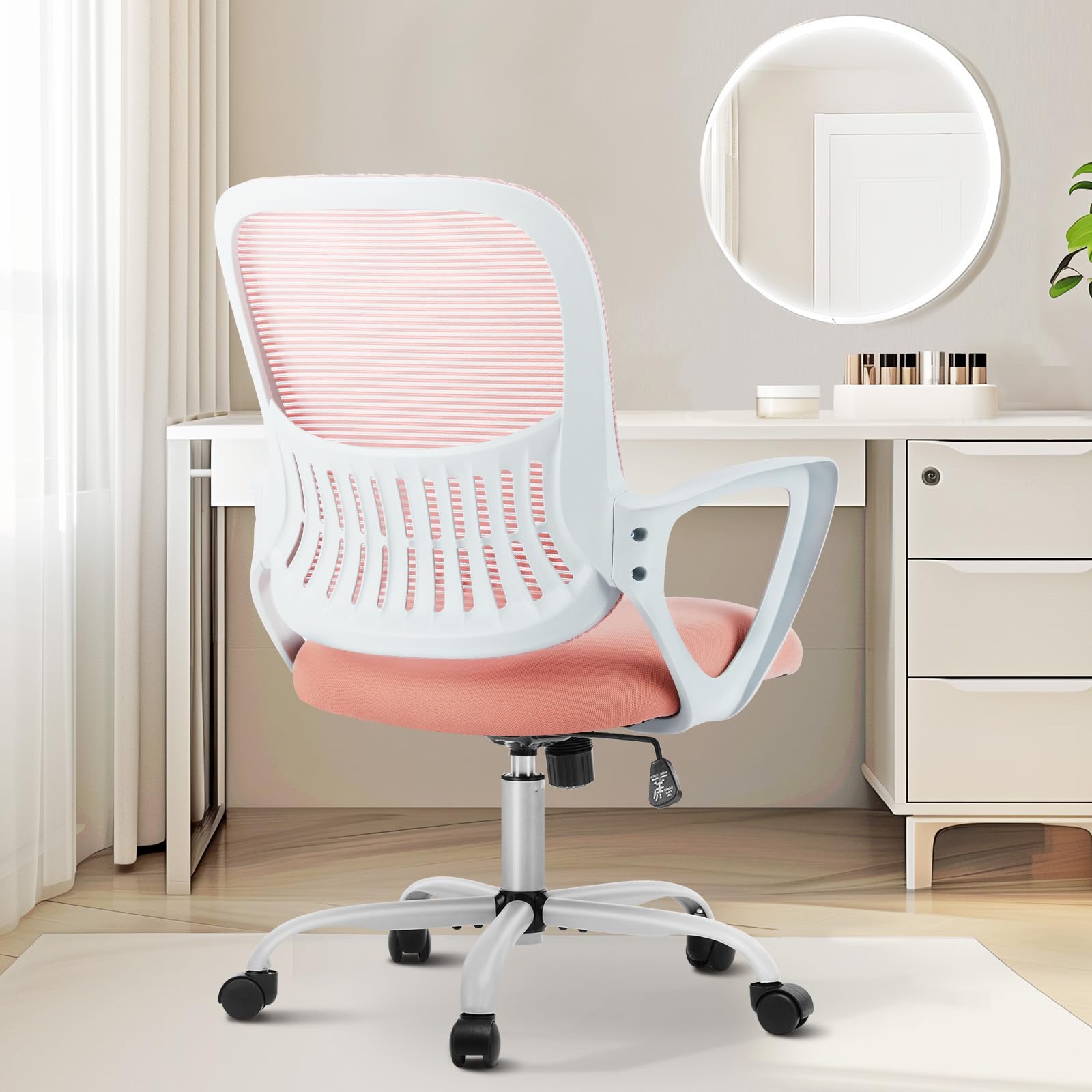 Sweetcrispy ergonomic mid-back mesh chair viewed front for all-day home-office comfort