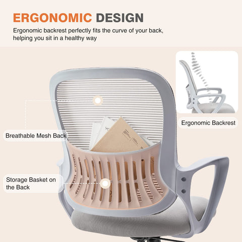 Sweetcrispy midback mesh chair seat with cushioned comfort for extended study or work