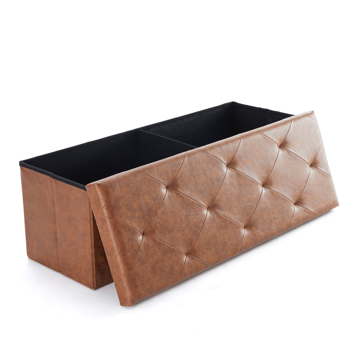 Sweetcrispy folding ottoman closed-flat view highlights space-saving storage.