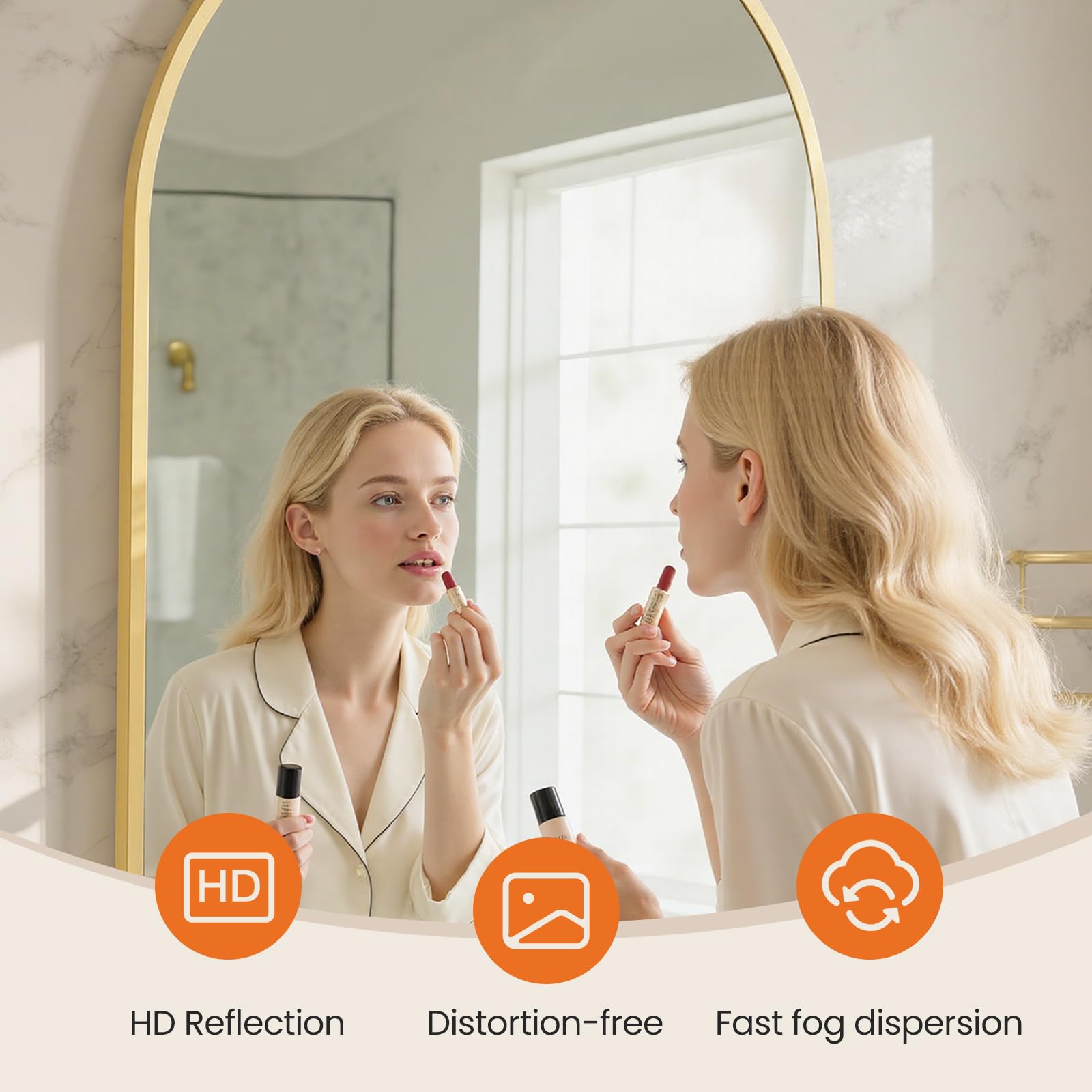 Sweetcrispy HD shatterproof glass delivers crisp reflections for makeup and dressing routines.