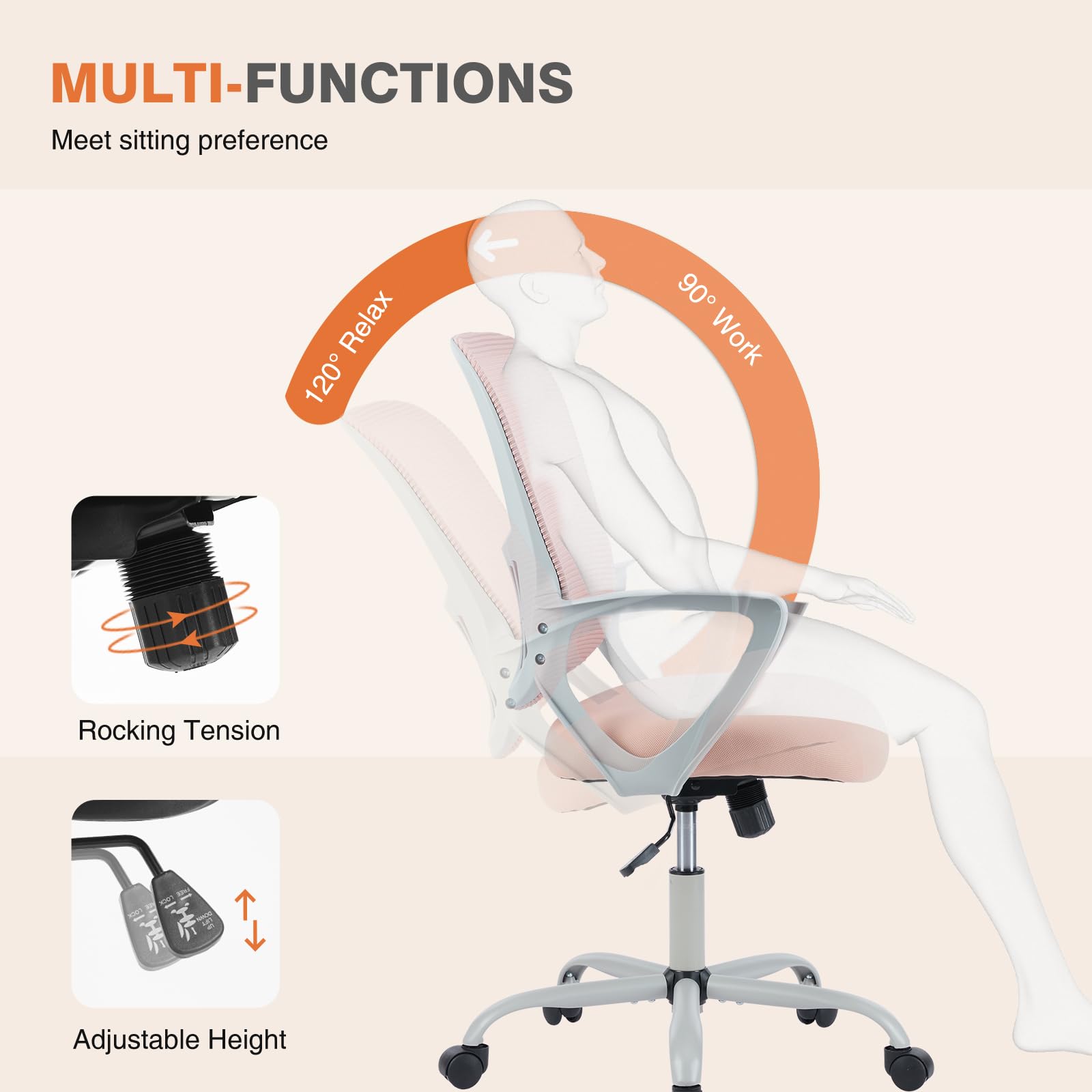 Sweetcrispy height-adjustment lever demonstrates quick seat-height customization