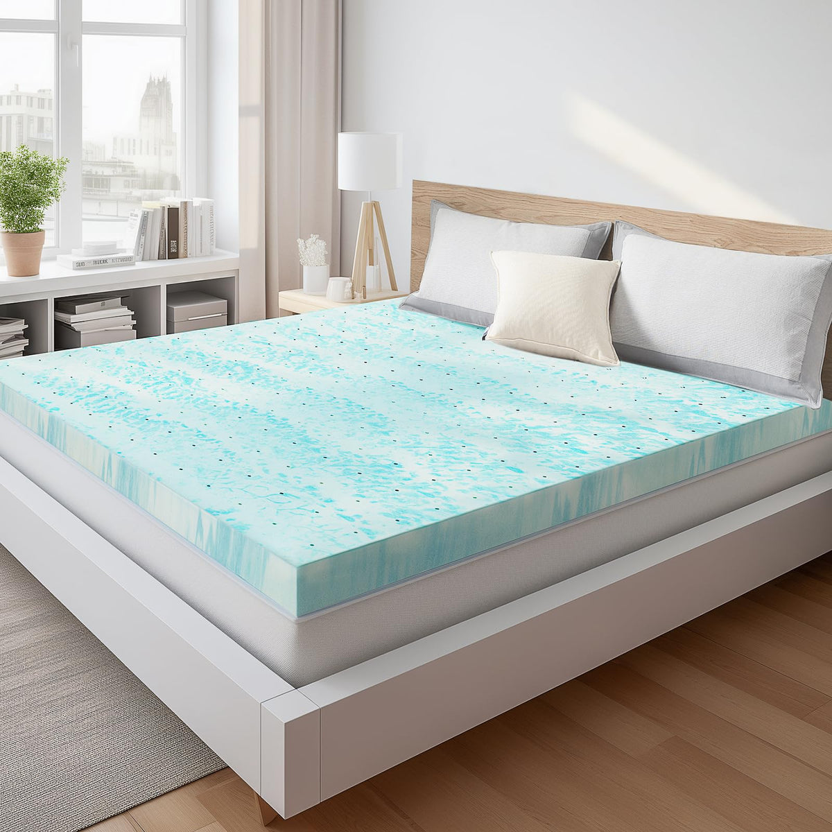 Sweetcrispy king mattress topper 3 inch side view shows enhanced comfort and support.