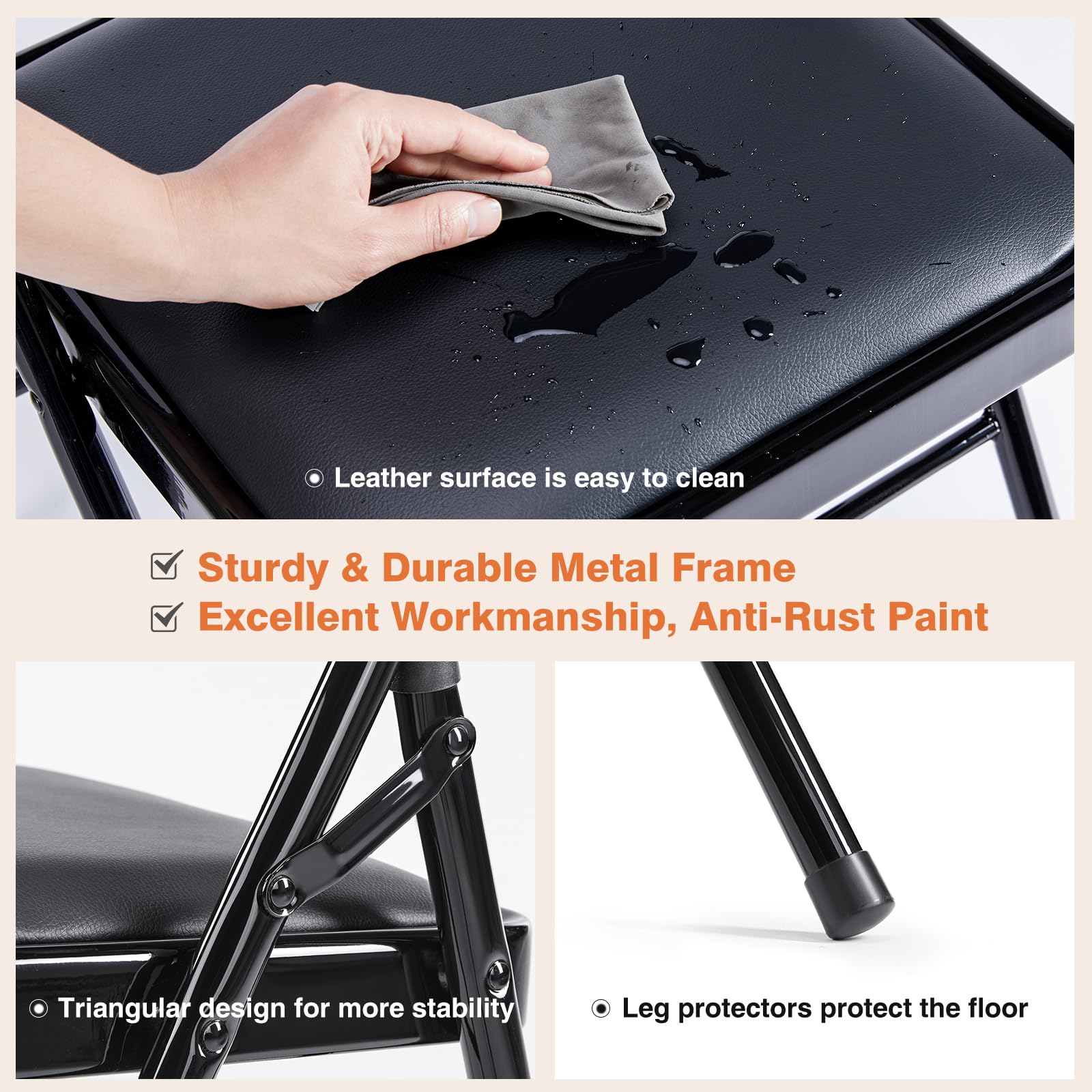 Sweetcrispy leather padded seat demonstrates durable, easy-care comfort.