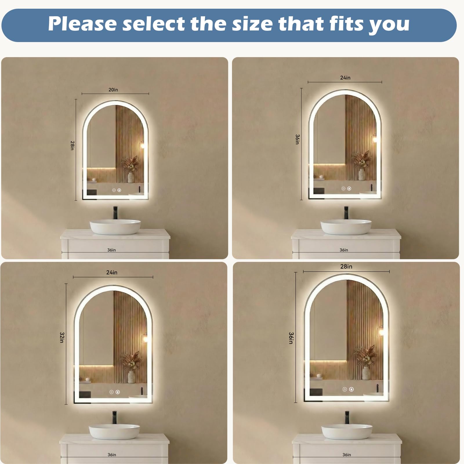 Sweetcrispy LED mirror arc frame with soft illumination for precise evening grooming.