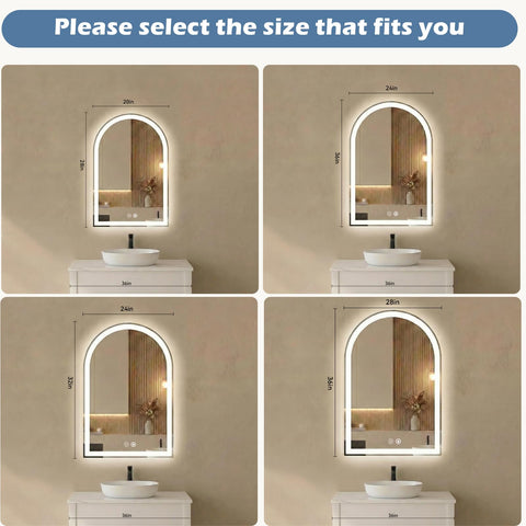 Sweetcrispy LED mirror arc frame with soft illumination for precise evening grooming.