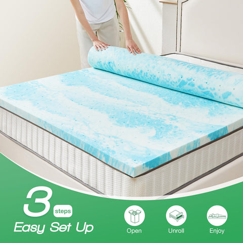 Sweetcrispy mattress topper on a full bed setup for enhanced comfort.