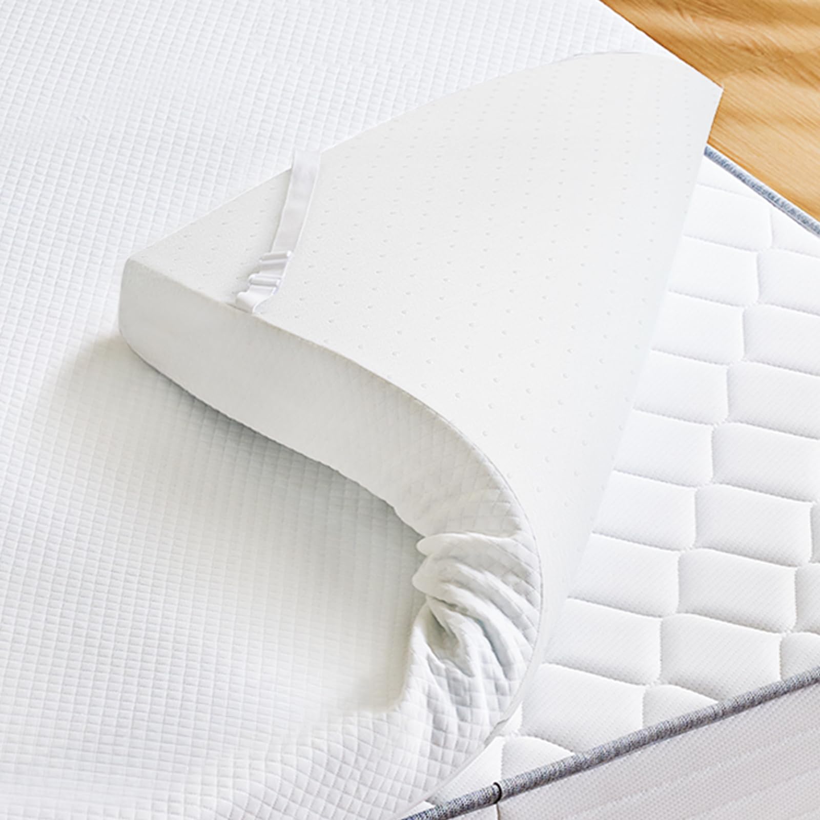 Sweetcrispy mattress topper full bed setup offering plush comfort and added support.