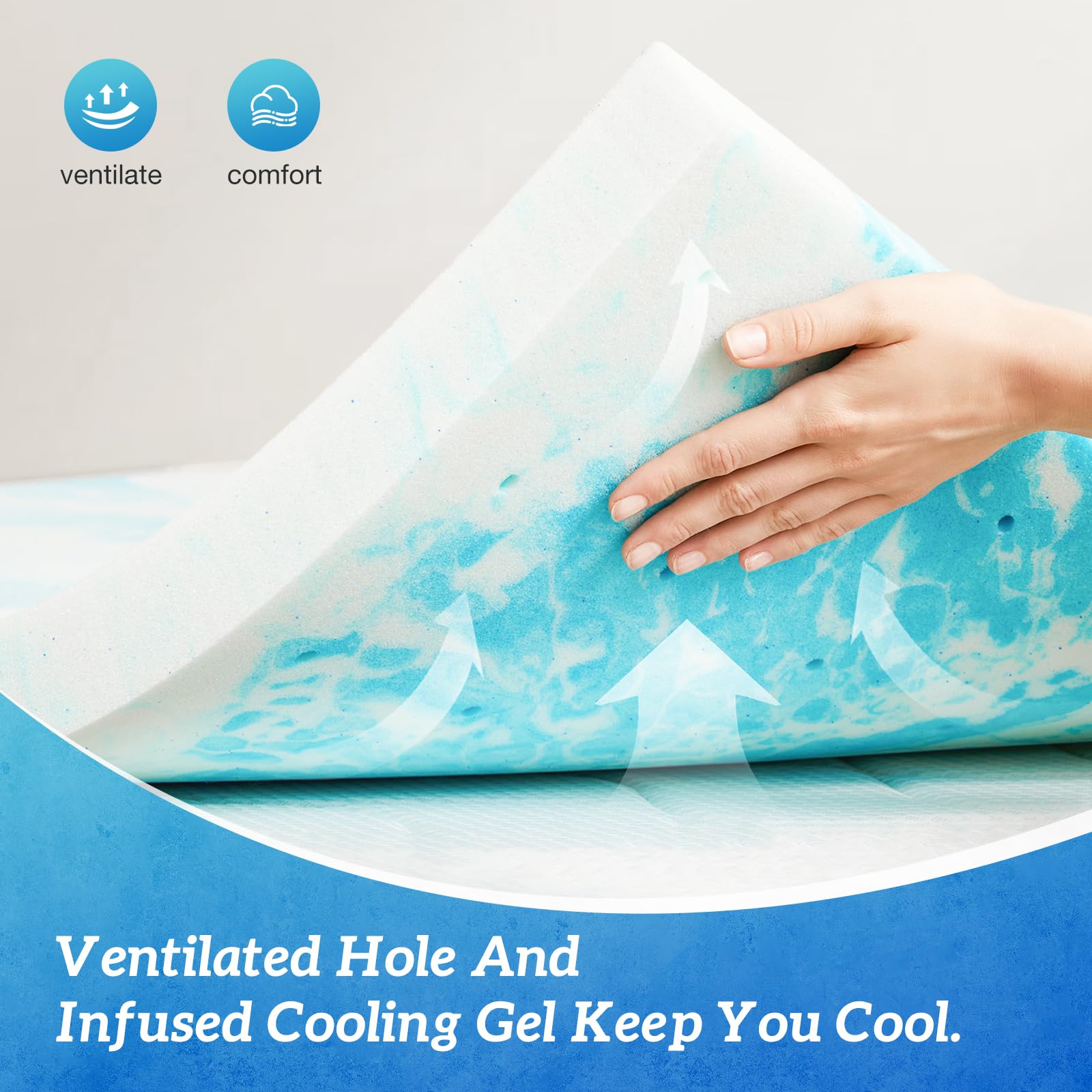 Sweetcrispy mattress topper ventilated foam layer for enhanced airflow and cooler sleep