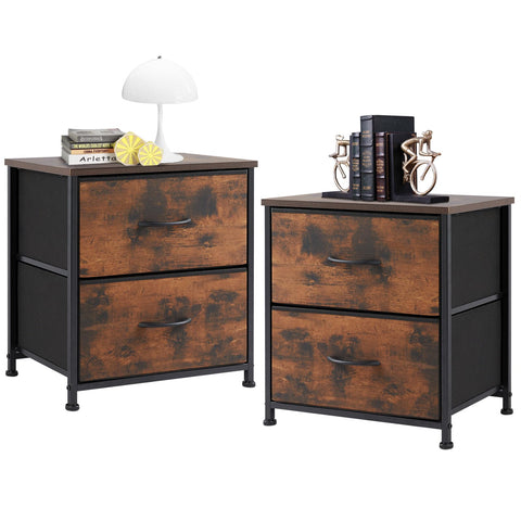 Sweetcrispy nightstand with two fabric drawers for tidy bedside storage.