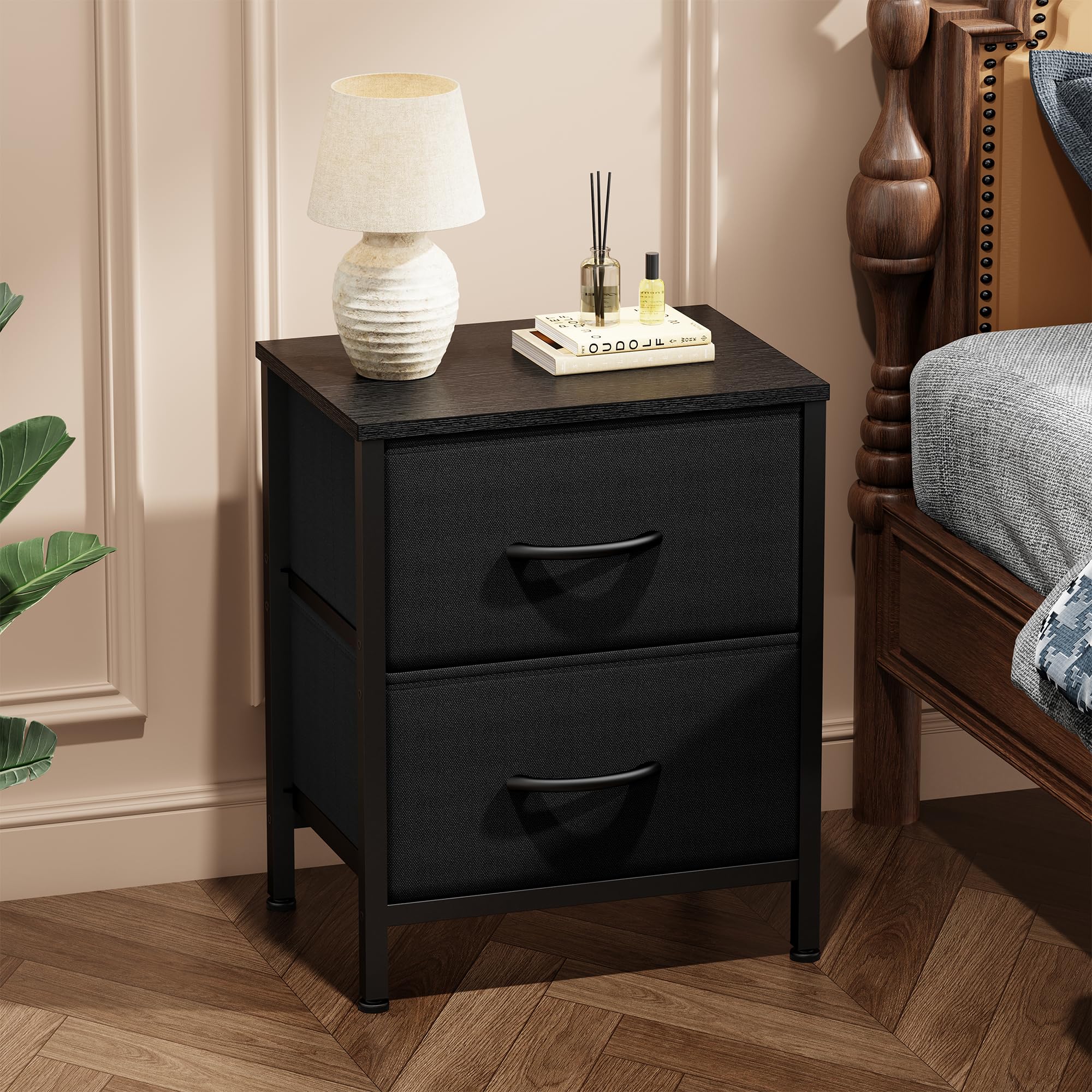 Sweetcrispy nightstand stands 20 inches tall for compact bedside storage.