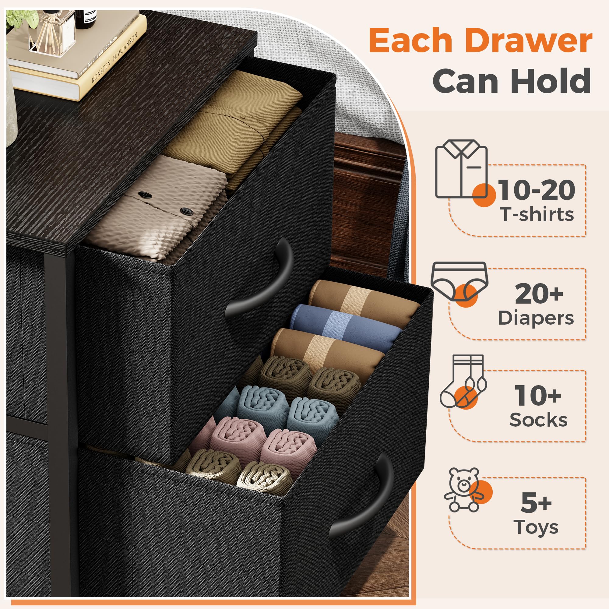 Adjustable legs keep the nightstand level on imperfect floors.