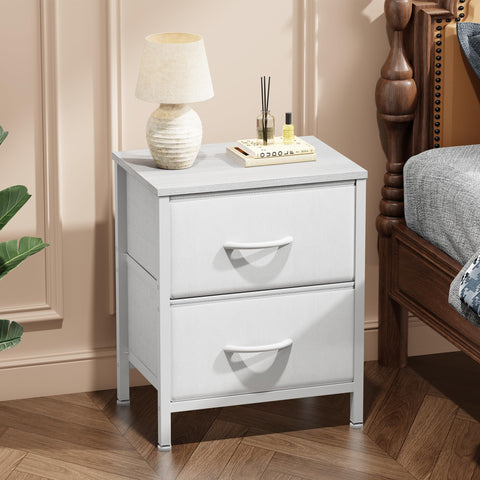 Close-up of fabric drawer detail on the Sweetcrispy nightstand for soft storage.