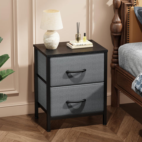 Sweetcrispy nightstand fabric drawer front keeps small items organized
