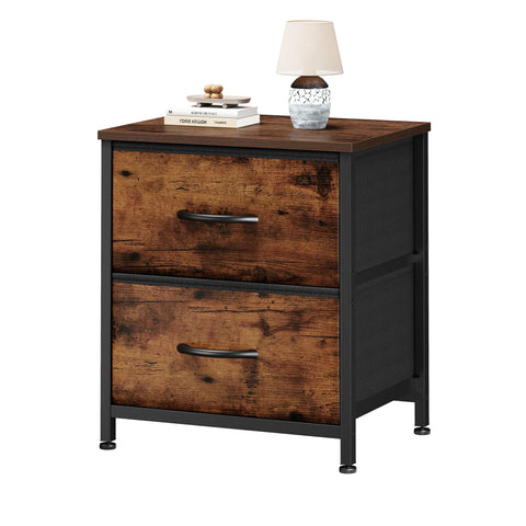 Sweetcrispy nightstand with two fabric drawers for organized bedside storage.
