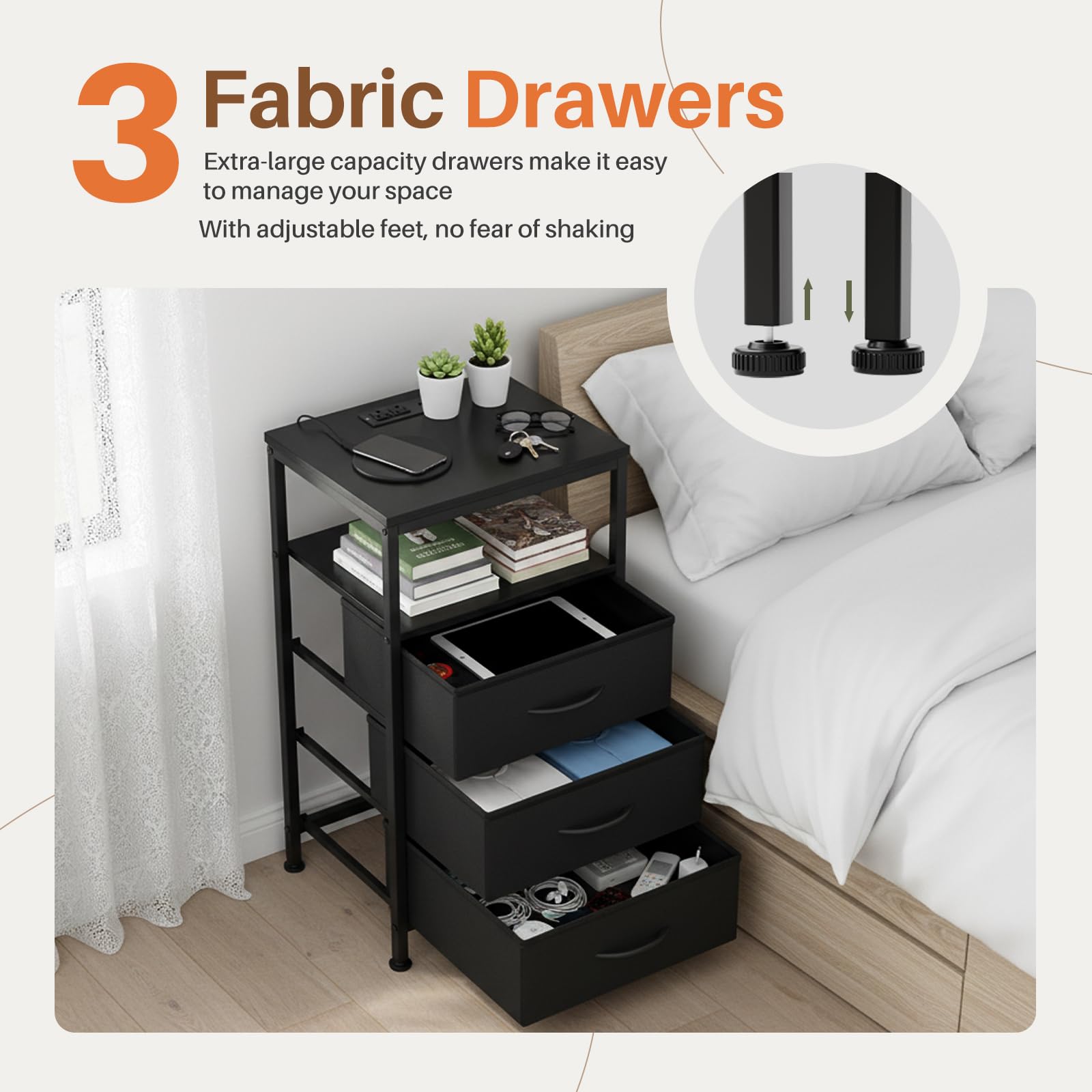 Sweetcrispy nightstand waterproof wood resists spills and wipes clean easily