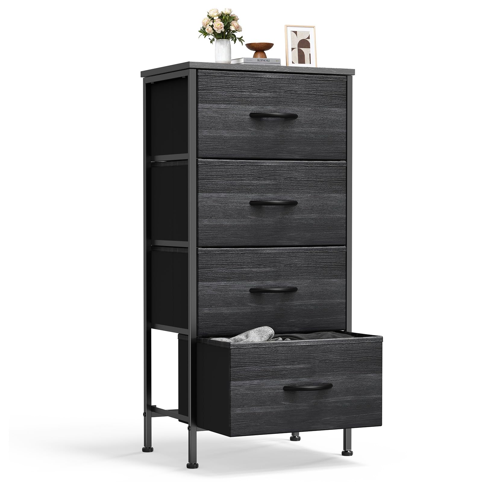 Sweetcrispy nightstand with wood top showcases sturdy storage for bedrooms.