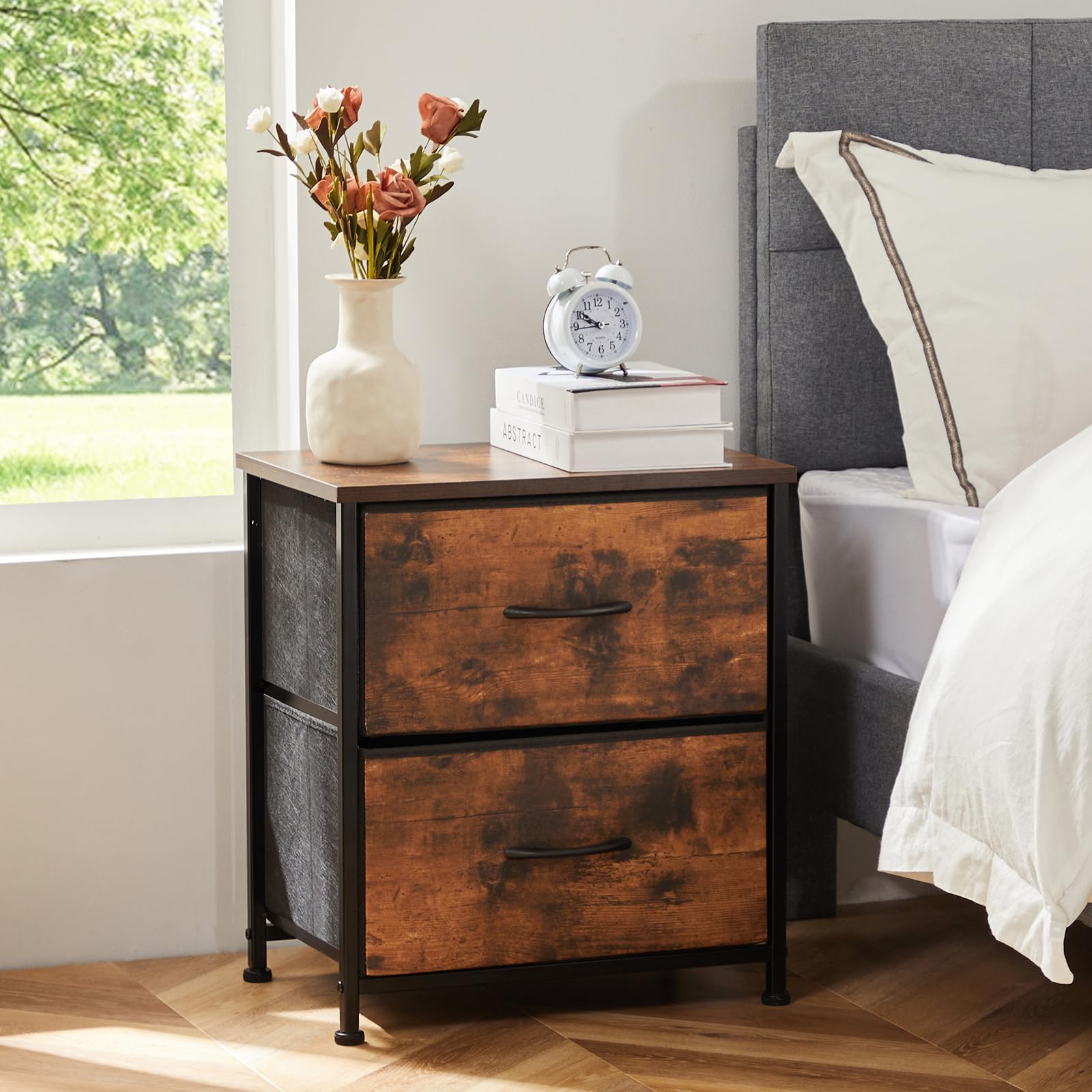 Sweetcrispy nightstand wooden top close-up showing durable surface for daily use.