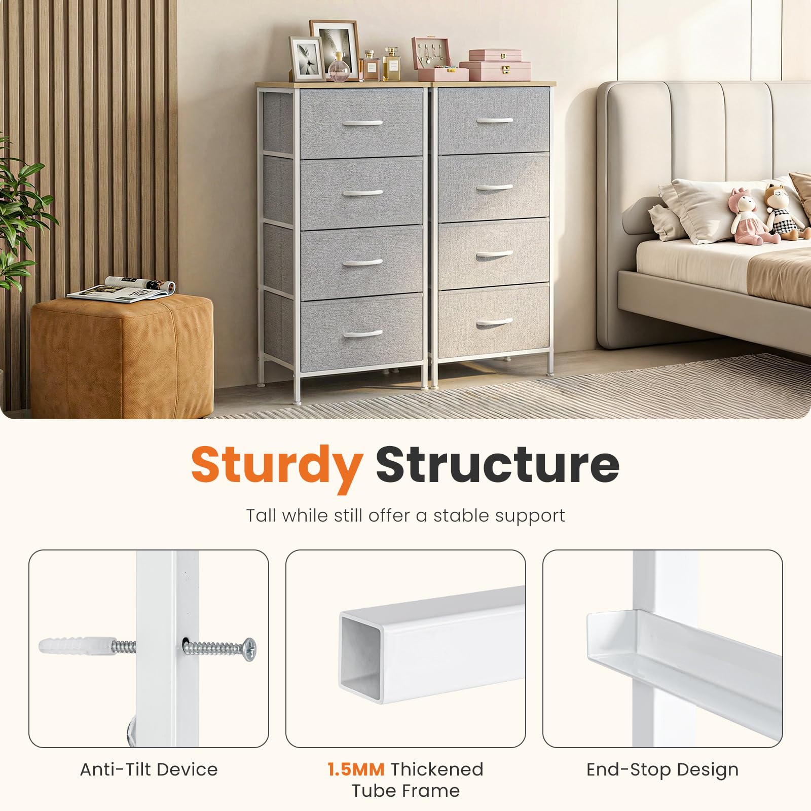 Sweetcrispy nightstand with wooden top and steel frame for durability.