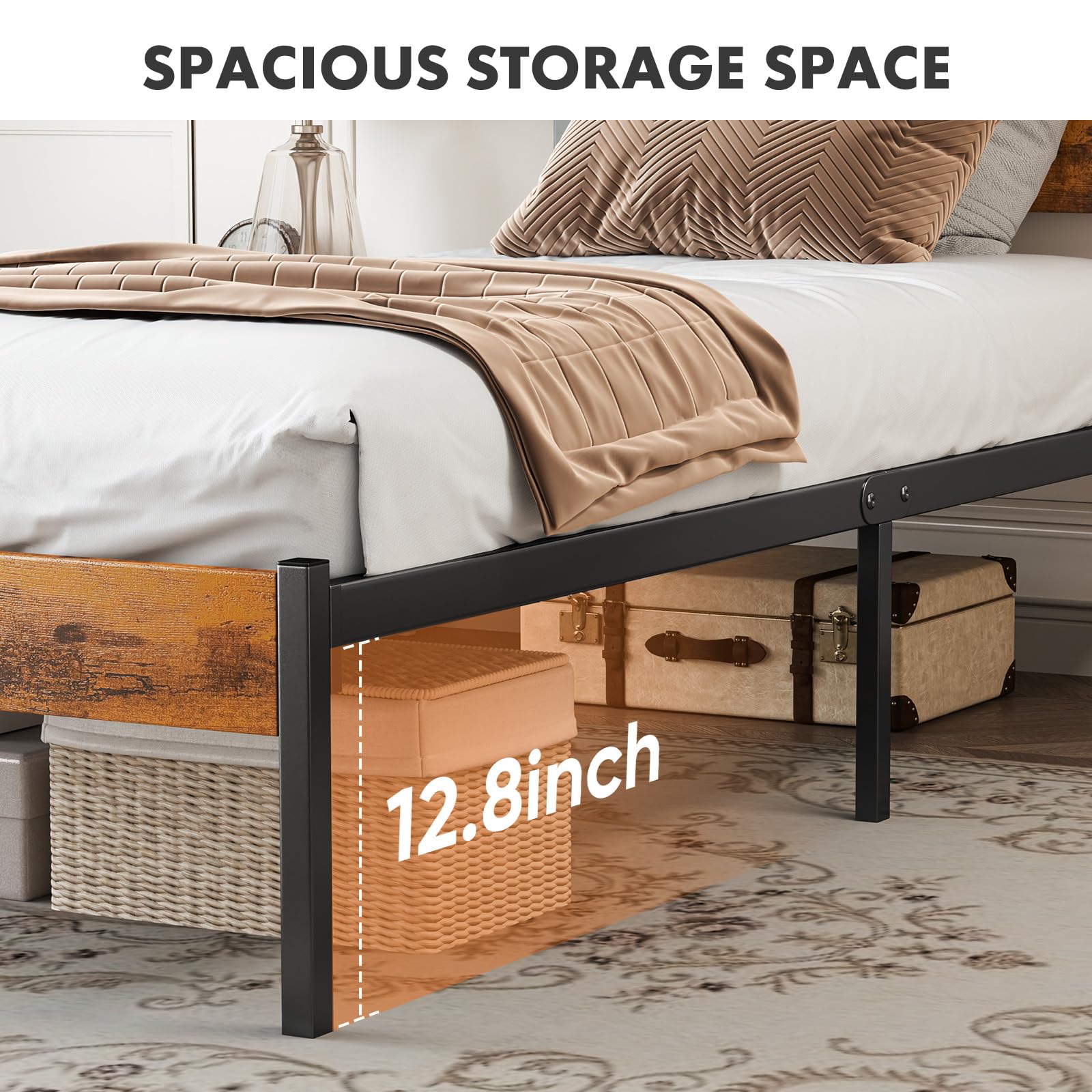 Sweetcrispy bed frame slats with EVA padding reduce noise and friction.